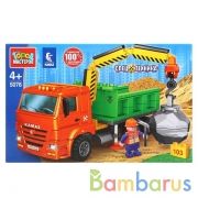 Конструктор "Город мастеров" камаз бортовой с краном, с фигуркой, 103дет. в русс. кор. в кор.2*18шт | фото №0