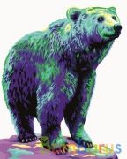 РИСОВАНИЕ ПО НОМЕРАМ НА ХОЛСТЕ, НЕОНОВЫЙ МИШКА, РАЗМЕР 40*50 в кор.22шт | фото №0