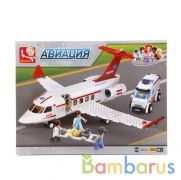 Конструктор пласт. самолет с машиной, с фигурками, 335дет. в русс. кор. 38*28*6,5см в кор.16шт | фото №0