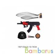 Набор оружия каска + автомат-трещетка в сетке в кор.2*48шт | фото №0