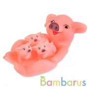 Игрушка пластизоль для купания "ИГРАЕМ ВМЕСТЕ" Свинка и 3 поросенка, мыльница в сетке в кор.2*24шт | фото №0