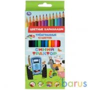 Цветные карандаши Синий ТРАКТОР 12цв, трёхгран, синий трактор Умка в кор.20*12шт | фото №0