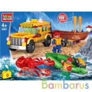 Конструктор ДЖИП спасателей с лодкой, 201 дет. Город мастеров в кор.36шт | фото №0