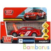 Машина металл свет-звук "vw passat спорт" 12см, инерц., красный в кор. Технопарк в кор.2*36шт | фото №0