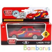 МАШИНА "ТЕХНОПАРК" МЕТАЛЛ. ИНЕРЦ. LADA 110 СПОРТ 12СМ, ОТКРЫВ. ДВЕРИ В РУСС. КОР. в кор.2*24шт | фото №0
