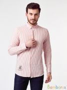   Мужская Рубашка Damon Бело-лососевая в полоску | фото №0