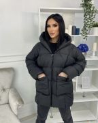 Черная Женская куртка зима - осень / Оверсайз | фото №0