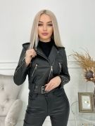 Женская Косуха Кожа заменитель / Черный | фото №0