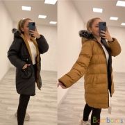 Двухсторонняя куртка осень-зима Черный - Оливковый | фото №0