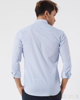 Бело-синяя Прямая Рубашка Damon