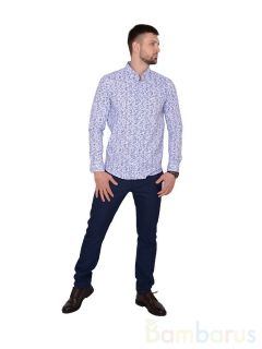 Бело-голубая мужская Рубашка Damon