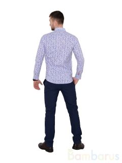 Бело-голубая мужская Рубашка Damon
