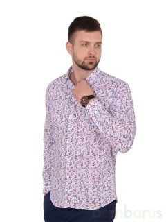  Бело-коричневая мужская Рубашка Damon