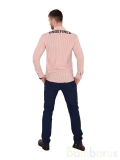   Мужская Рубашка Damon Бело-лососевая в полоску