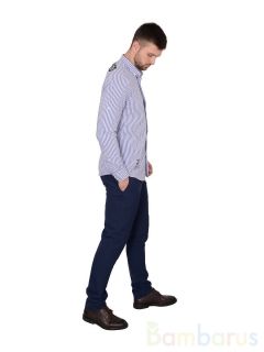  Мужская Рубашка Damon Бело-синяя в полоску
