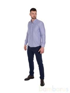 Сине-белая прямая Мужская Рубашка Damon