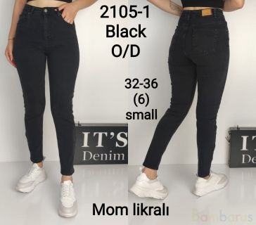 Черные Женские джинсы MOM с лайкрой