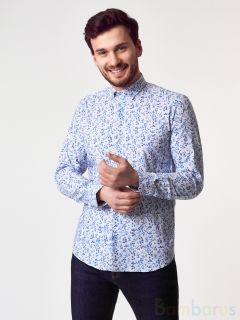 Бело-голубая мужская Рубашка Damon