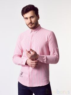  Прямая Рубашка Damon розово-белый полосками