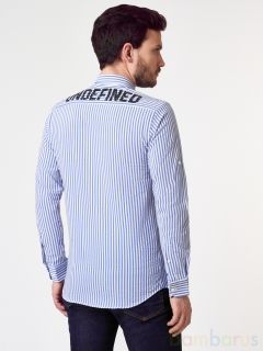  Мужская Рубашка Damon Бело-синяя в полоску