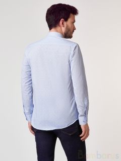 Бело-синяя Прямая мужская турецкая Рубашка Damon