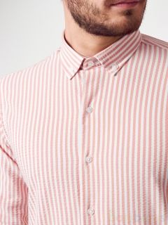   Мужская Рубашка Damon Бело-лососевая в полоску