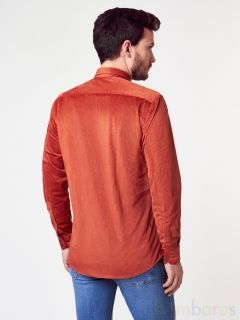 мужская Рубашка Вельвет кирпично-красного цвета 