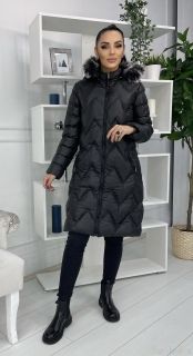 Черная длинная зимняя куртка 