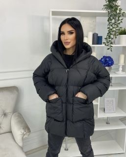 Черная Женская куртка зима - осень / Оверсайз
