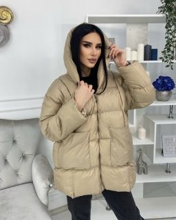Бежевая Женская куртка зима -осень оверсайз