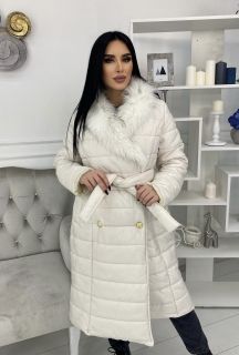 Белая Женская длинная / балоновая куртка 