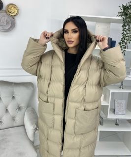 Длинный Женский пуховик / бренд Gulseli / Бежевый цвет купить за 2800 на Bambarus