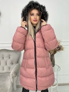 Двухсторонняя куртка осень-зима  розовый - серый