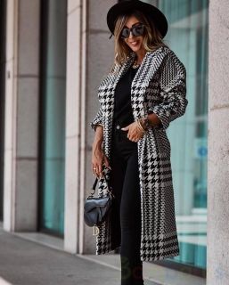 Женское Пальто с узором гусиные лапки