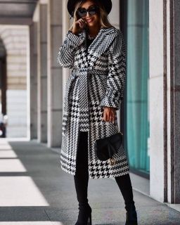 Женское Пальто с узором гусиные лапки